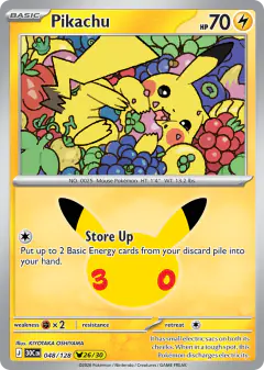 Pikachu 048/128 Pikachu Rare card from 30th Celebration