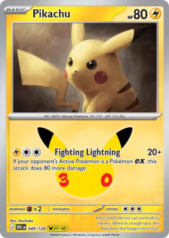 Pikachu 049/128 Pikachu Rare card from 30th Celebration