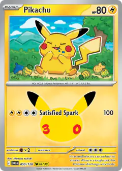 Pikachu 050/128 Pikachu Rare card from 30th Celebration