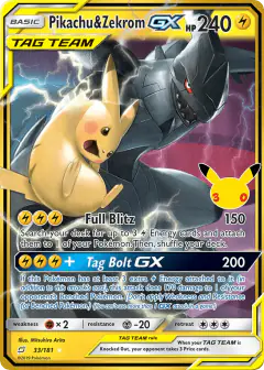 Pikachu & Zekrom-GX 33/181 Rare Holo GX card from 30th Celebration