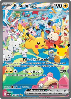 Pikachu ex 149/128 Special Illustration Rare card from 30th Celebration