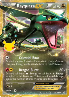 Rayquaza-EX 85/124 Rare Holo EX card from 30th Celebration