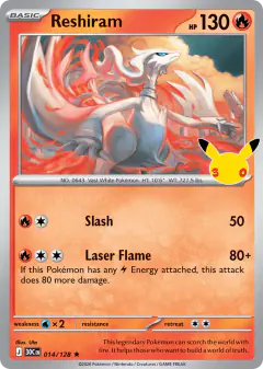 Reshiram 014/128 Rare card from 30th Celebration