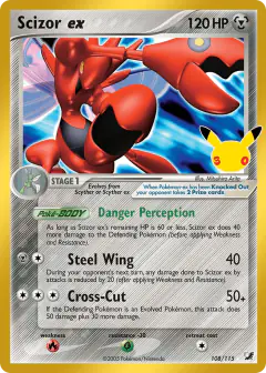 Scizor ex 108/115 Rare Holo ex card from 30th Celebration