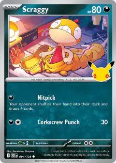 Scraggy 094/128 Common card from 30th Celebration