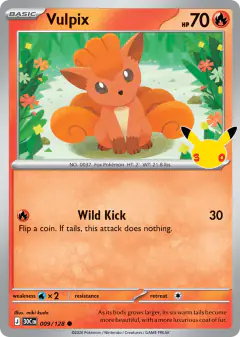 Vulpix 009/128 Common card from 30th Celebration