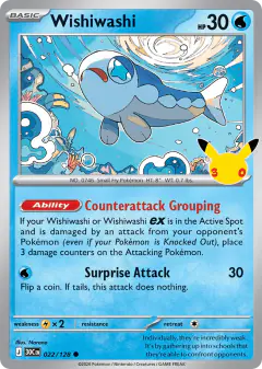Wishiwashi 022/128 Common card from 30th Celebration