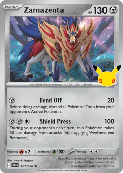 Zamazenta 107/128 Rare card from 30th Celebration