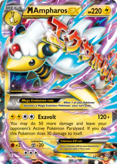 M Ampharos-EX 28/98 Rare Holo EX card from Ancient Origins