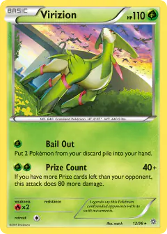 Virizion 12/98 Rare Holo card from Ancient Origins
