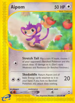 Aipom 67/147 Common card from Aquapolis