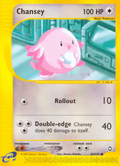 Chansey 69/147 Common card from Aquapolis
