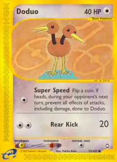Doduo 73/147 Common card from Aquapolis