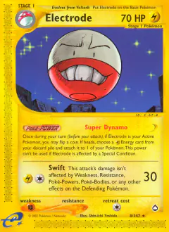 Electrode 8/147 Rare card from Aquapolis