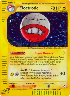 Electrode H7/H32 Rare Holo card from Aquapolis