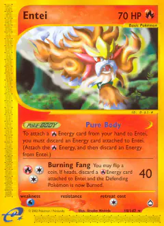 Entei 10/147 Rare card from Aquapolis