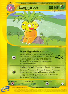 Exeggutor 12/147 Rare card from Aquapolis