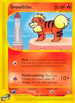 Growlithe 80/147 Common card from Aquapolis