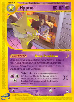 Hypno 16/147 Rare card from Aquapolis