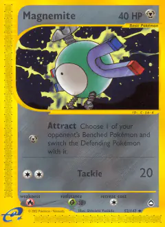 Magnemite 52/147 Uncommon card from Aquapolis