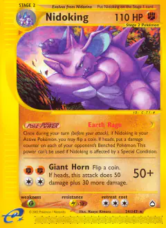Nidoking 24/147 Rare card from Aquapolis