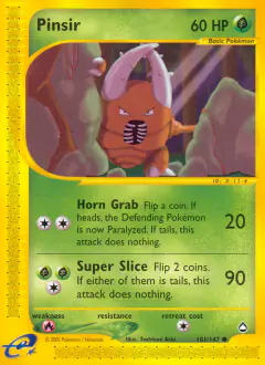 Pinsir 101/147 Common card from Aquapolis