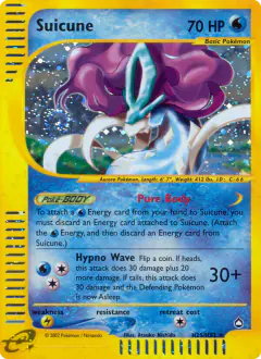 Suicune H25/H32 Rare Holo card from Aquapolis