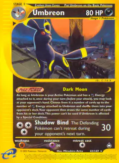 Umbreon 41/147 Rare card from Aquapolis