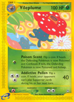 Vileplume 43/147 Rare card from Aquapolis