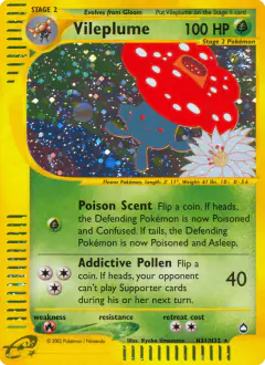 Vileplume H31/H32 Rare Holo card from Aquapolis