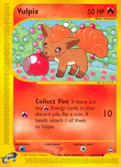 Vulpix 116/147 Common card from Aquapolis