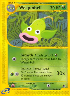 Weepinbell 65/147 Uncommon card from Aquapolis