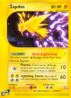 Zapdos 44/147 Rare card from Aquapolis