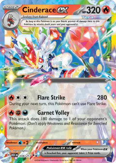 Cinderace ex 38/217 Double Rare card from Ascended Heroes