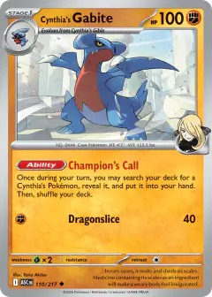 Cynthia's Gabite 110/217 Uncommon card from Ascended Heroes