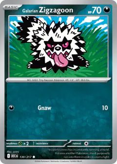 Galarian Zigzagoon 130/217 Common card from Ascended Heroes