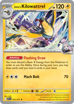 Iono's Kilowattrel 72/217 Rare card from Ascended Heroes