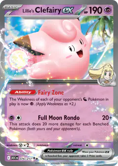 Lillie's Clefairy ex 76/217 Double Rare card from Ascended Heroes