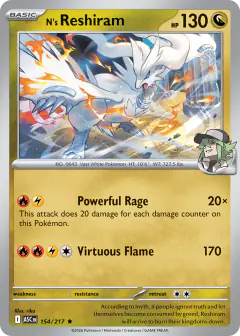 N's Reshiram 154/217 Rare card from Ascended Heroes