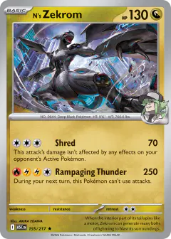 N's Zekrom 155/217 Rare card from Ascended Heroes