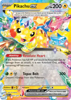 Pikachu ex 57/217 Double Rare card from Ascended Heroes