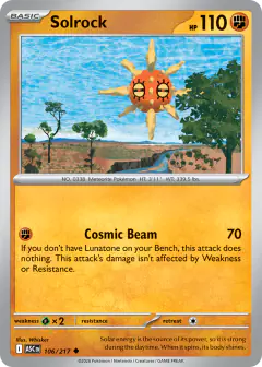 Solrock 106/217 Uncommon card from Ascended Heroes