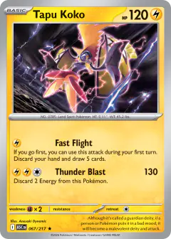 Tapu Koko 67/217 Rare card from Ascended Heroes