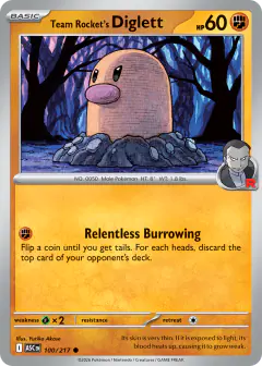 Team Rocket's Diglett 100/217 Common card from Ascended Heroes