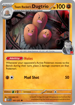 Team Rocket's Dugtrio 101/217 Uncommon card from Ascended Heroes