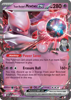 Team Rocket's Mewtwo ex 79/217 Double Rare card from Ascended Heroes