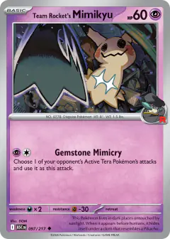 Team Rocket's Mimikyu 97/217 Uncommon card from Ascended Heroes