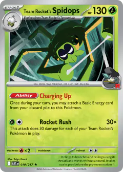 Team Rocket's Spidops 19/217 Rare card from Ascended Heroes