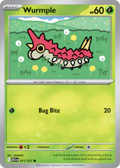 Wurmple 11/217 Common card from Ascended Heroes
