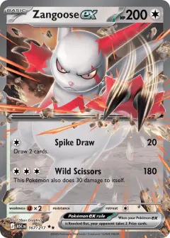 Zangoose ex 167/217 Double Rare card from Ascended Heroes